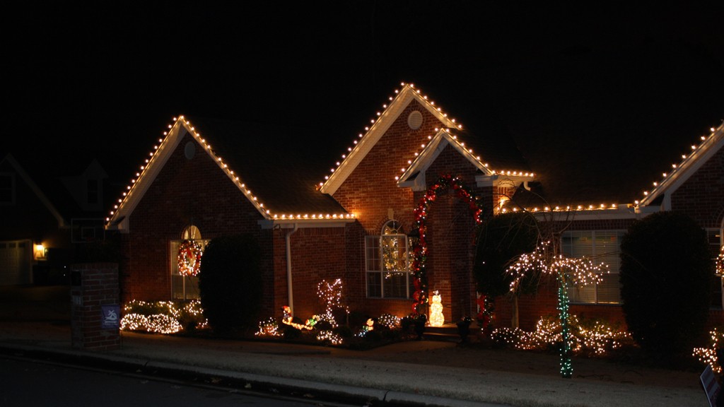 red, white and green christmas lights