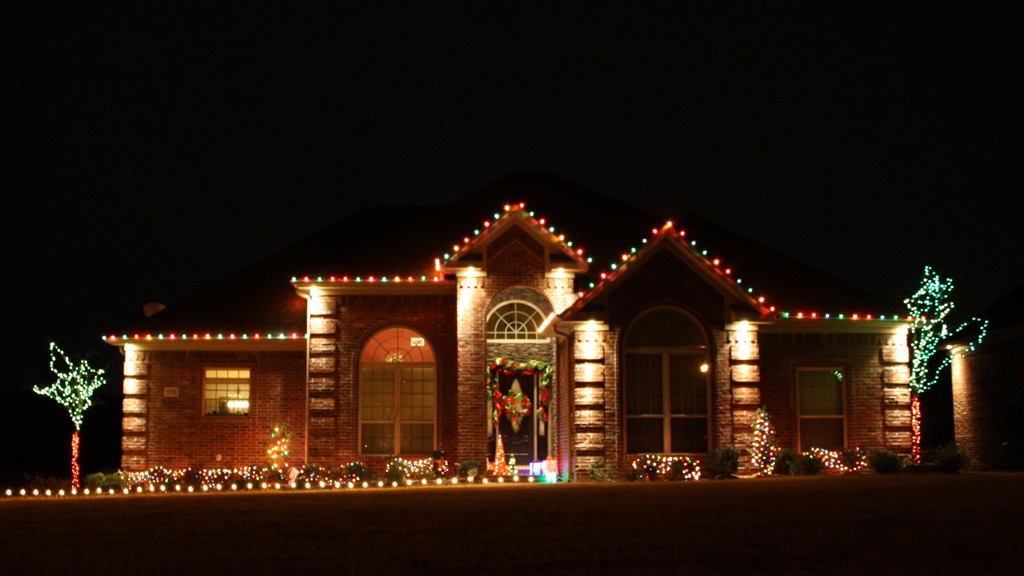 red, white and green christmas lights