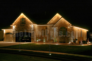 Christmas Lights on a one story home