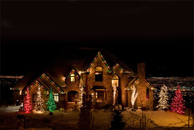 Christmas Light Display With Trees